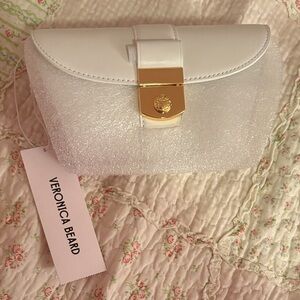 Veronica Beard White and Gold Clutch